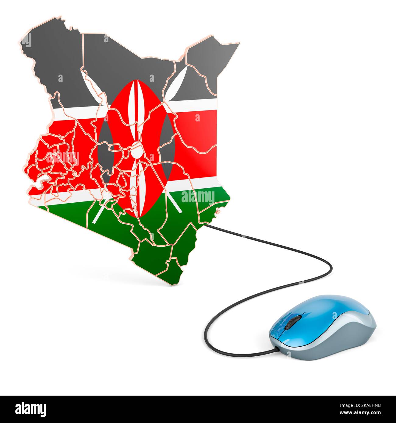 network in Kenya concept. 3D rendering isolated on white