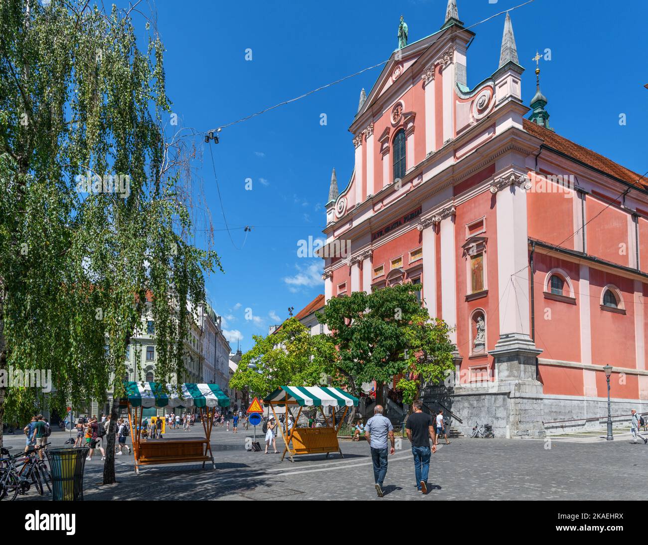 The Franciscan Church of the Annunciation in Preseren Square (Presernov Trg), old town, Ljubljana, Slovenia Stock Photo