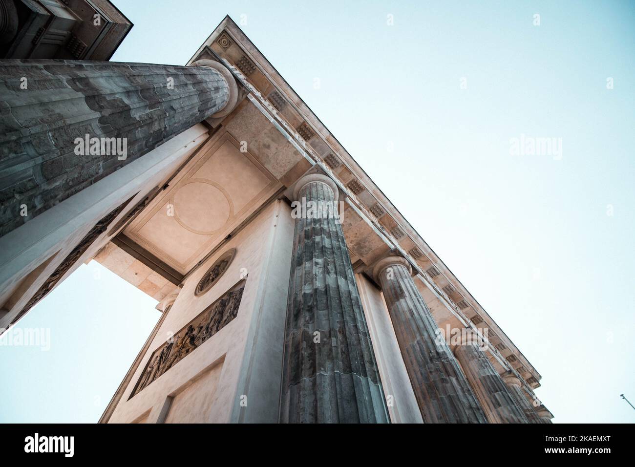 Vertical Shot Of The Brandenburg Gate Sculptures Under A Blue Sky In Germany Vertical Shot Brandenburg Gate 261047475
