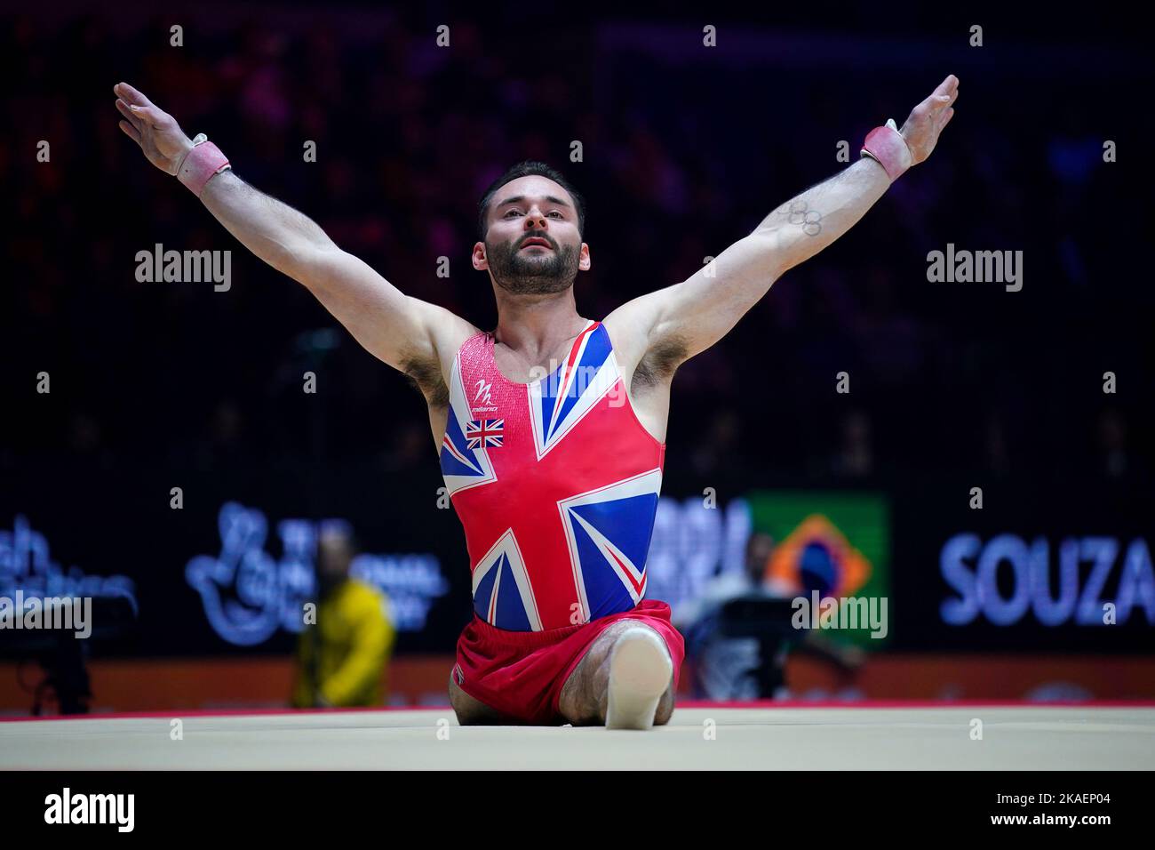 Great Britain’s James Hall in action on the floor during day five of the FIG Artistic Gymnastics