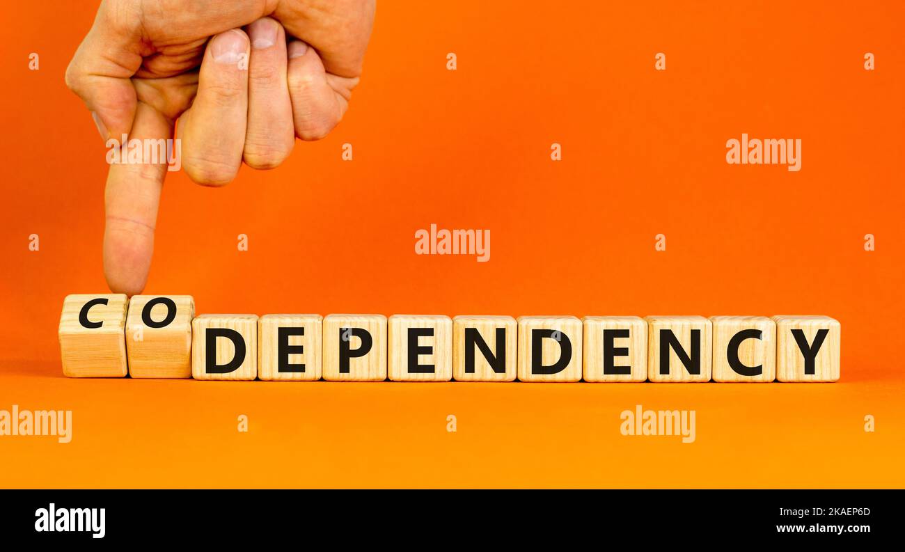 Codependency or dependency symbol. Concept words Codependency and