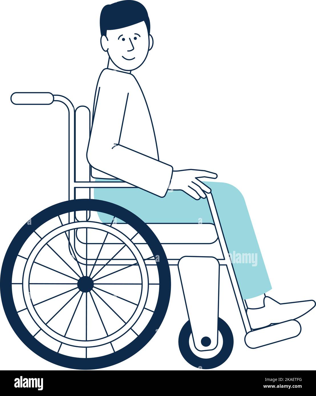 Young man in wheel chair. Disabled person icon Stock Vector