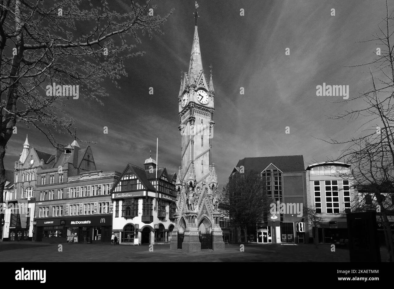 The Haymarket Memorial Clock Tower, Leicester City, Leicestershire, England; UK Stock Photo