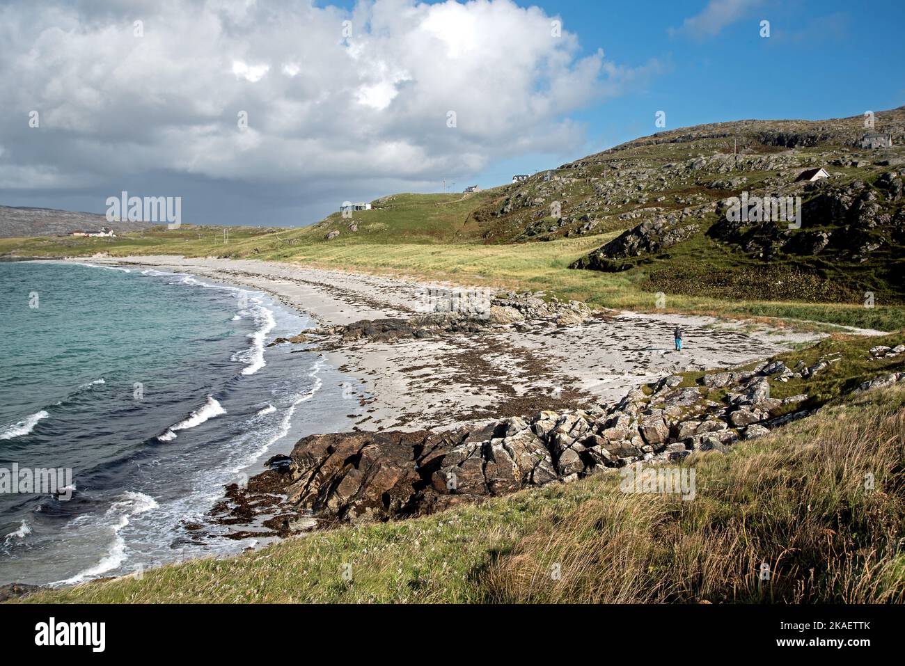 Prince's Bay, the beach were Bonnie Prince Charlie first arrived in Scotland, on the Isle of Eriskay, Outer Hebrides, Scotland. Stock Photo