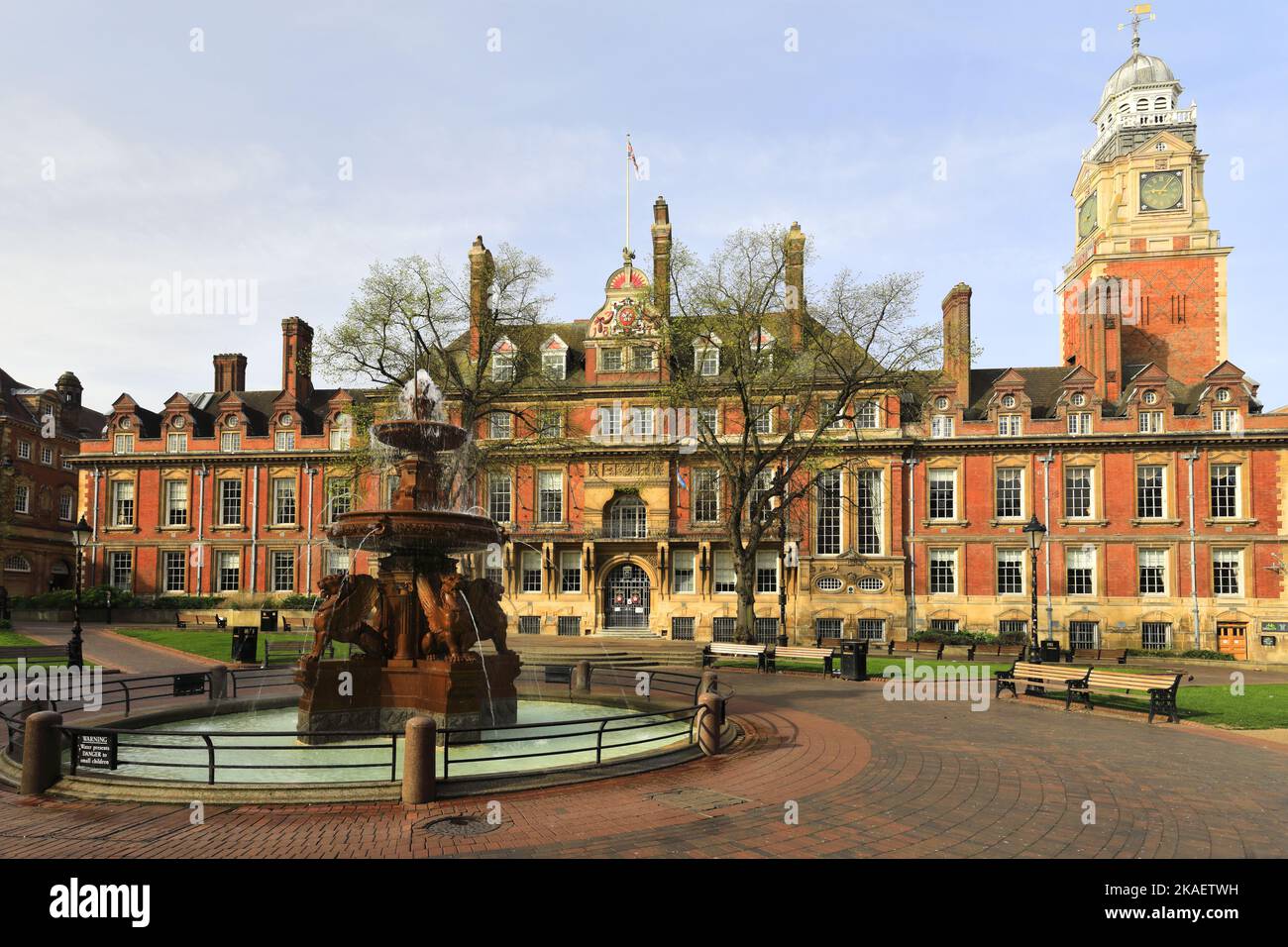 Water fountain in the town hall square gardens, Leicester City