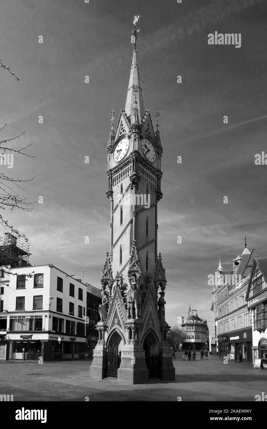 The Haymarket Memorial Clock Tower, Leicester City, Leicestershire, England; UK Stock Photo