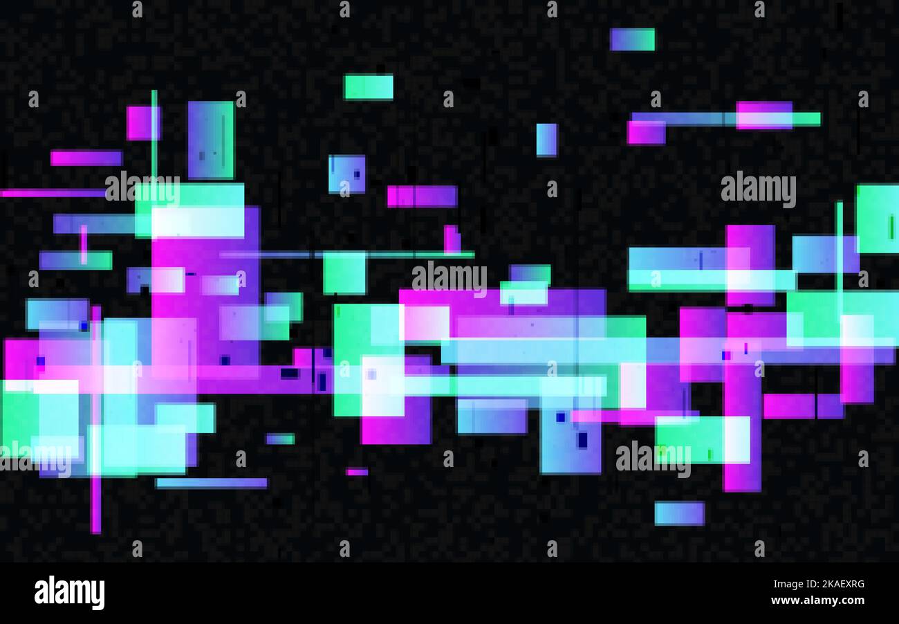 Glitch neon shapes. Broken digital signal. Futuristic distortion effect ...