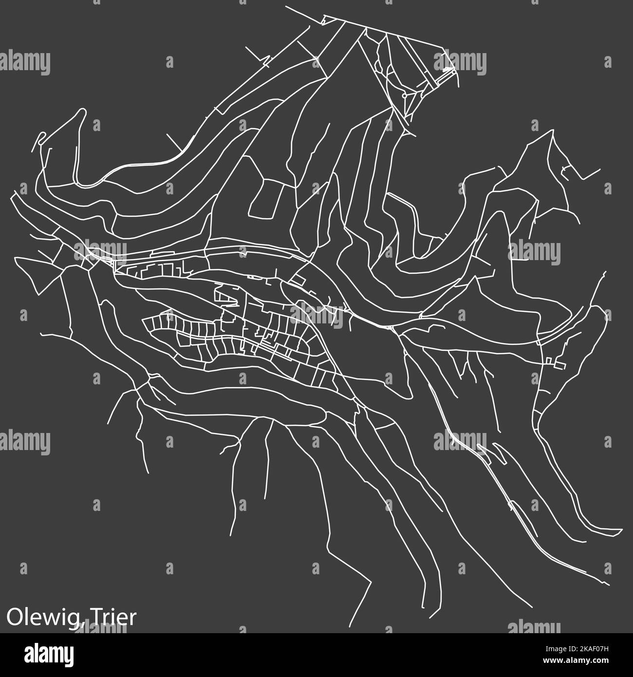 Street roads map of the OLEWIG MUNICIPALITY, TRIER Stock Vector