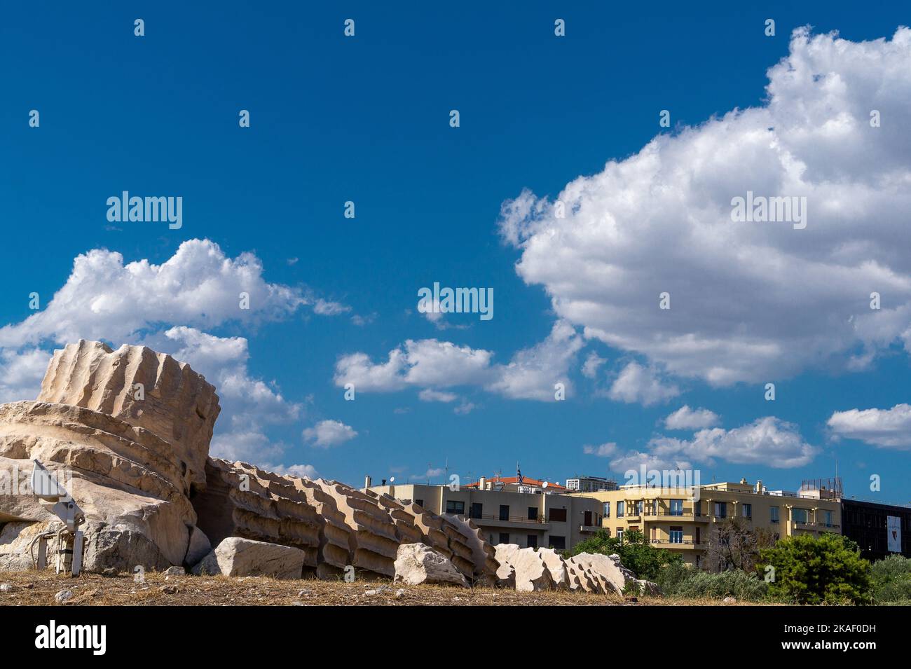 A scenic view of parts of the Theatre of Dionysus in Athens, Greece ...