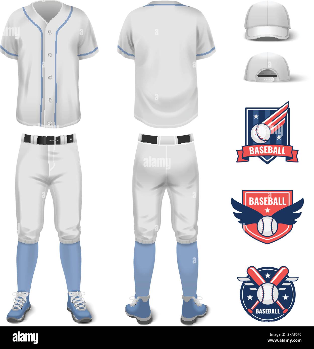 Baseball sport jersey uniform realistic mockup with different logo ...