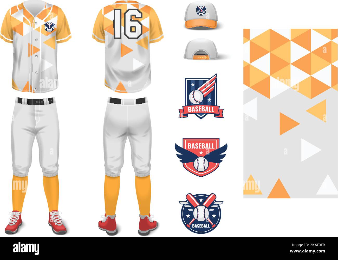 Baseball jersey uniform realistic mockup for sport club with logo sketches isolated vector illustration Stock Vector
