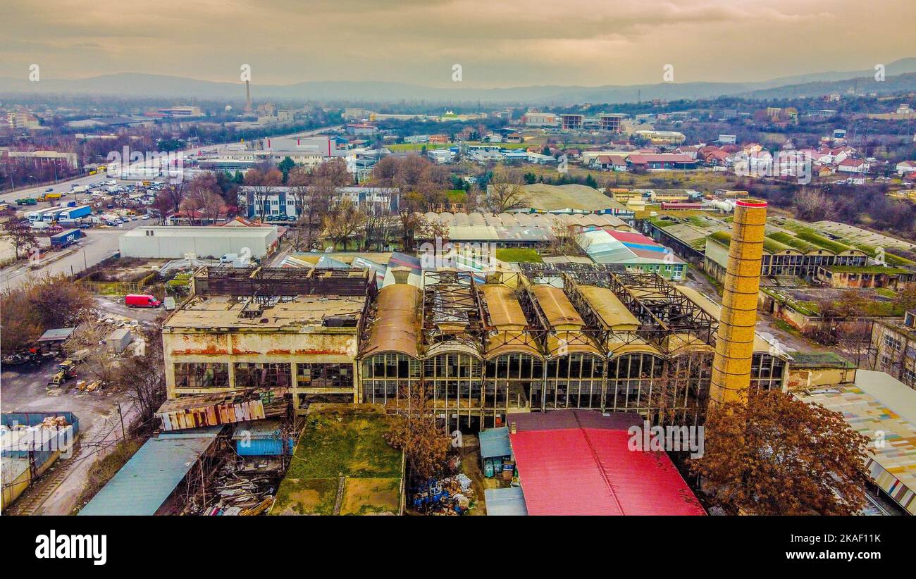 An aerial view of an abandoned building in the city Stock Photo - Alamy