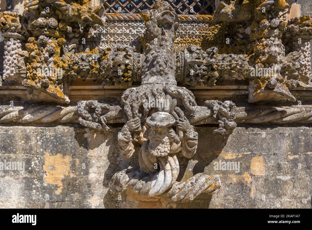 Tomar Portugal - 08 09 2022: Detailed view at the portuguese gothic ...