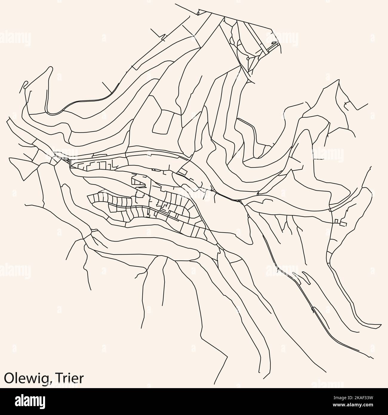 Street roads map of the OLEWIG MUNICIPALITY, TRIER Stock Vector