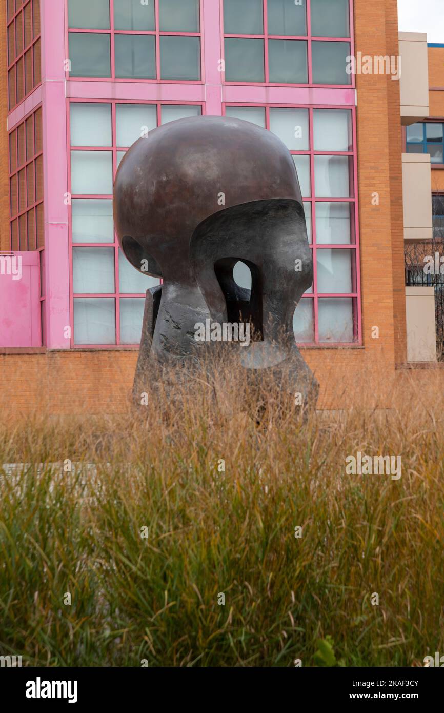 Chicago, Illinois - 'Nuclear Energy,' a sculpture by Henry Moore, on the site of the first controlled nuclear chain reaction, which opened the door to Stock Photo