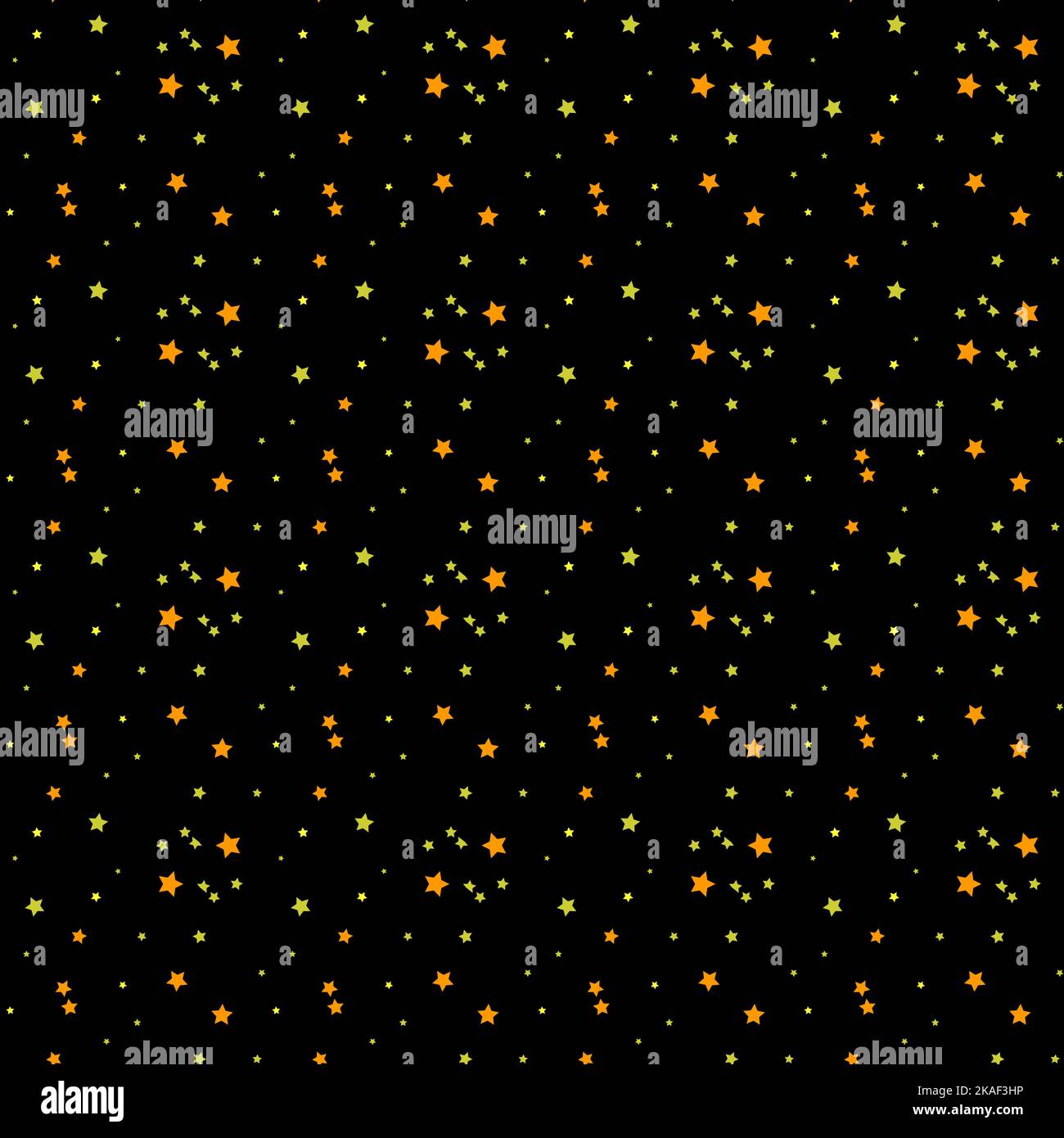 Colorful seamless pattern with small stars. Decorative texture. Bright elements on black background. Stock Vector