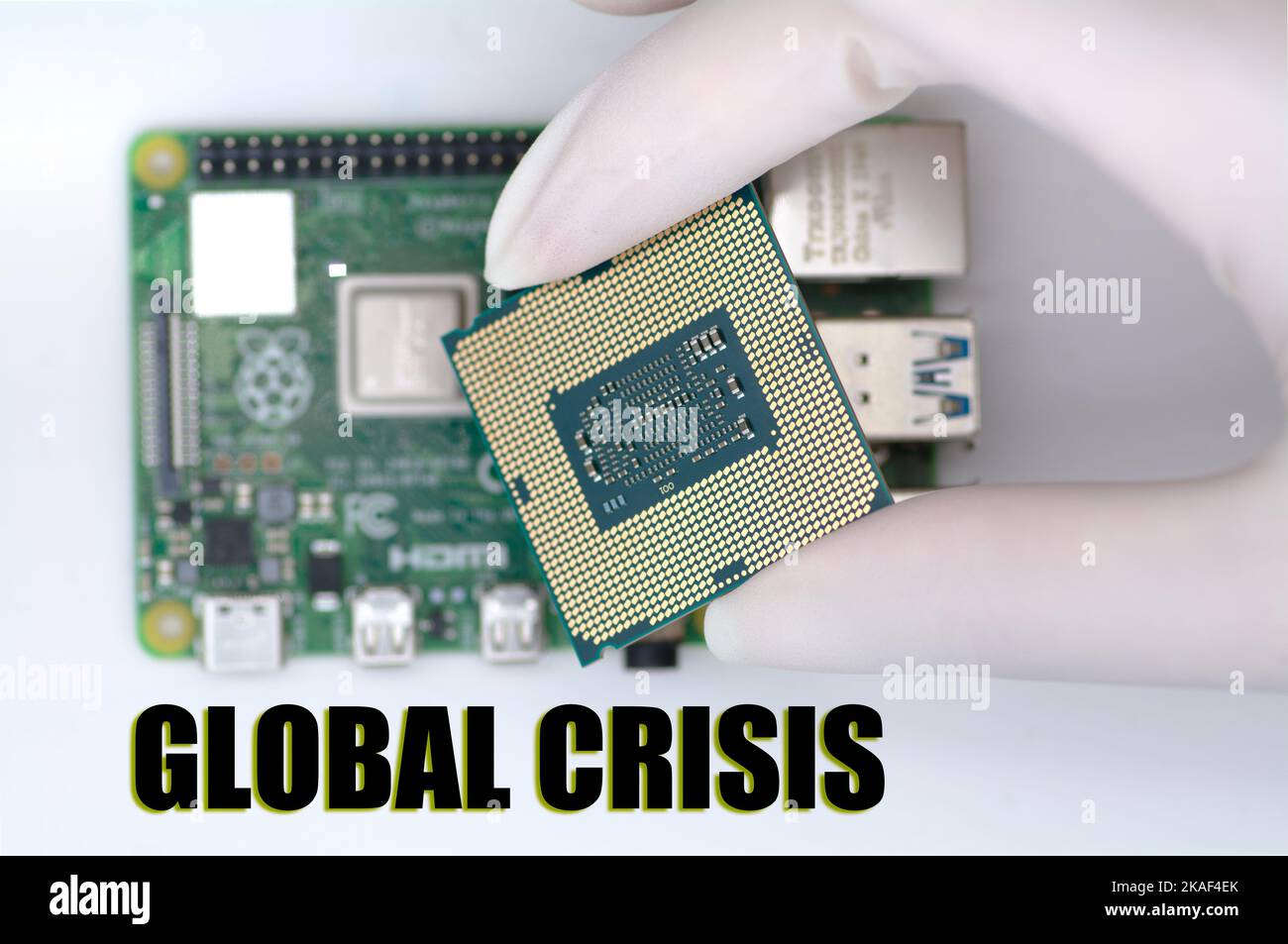 Micro chip silicon  circuit board technology Stock Photo