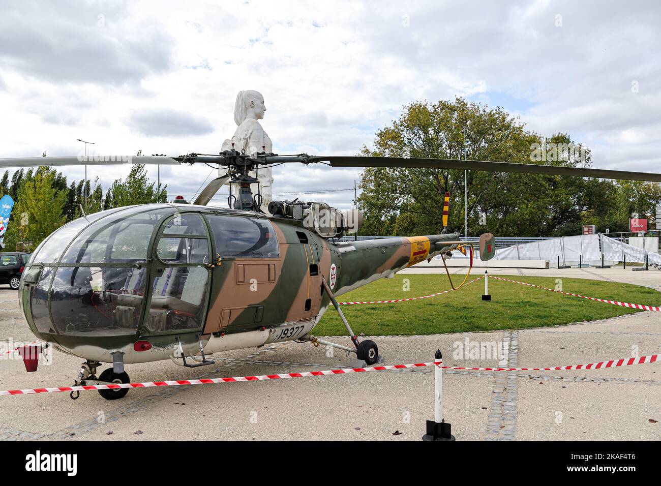 A military helicopter in the service of the Portuguese army in the park Stock Photo Alamy