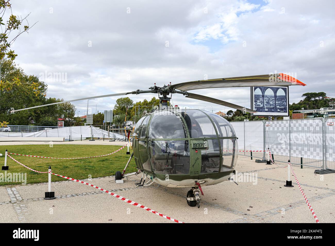 A military helicopter in the service of the Portuguese army in the park Stock Photo Alamy
