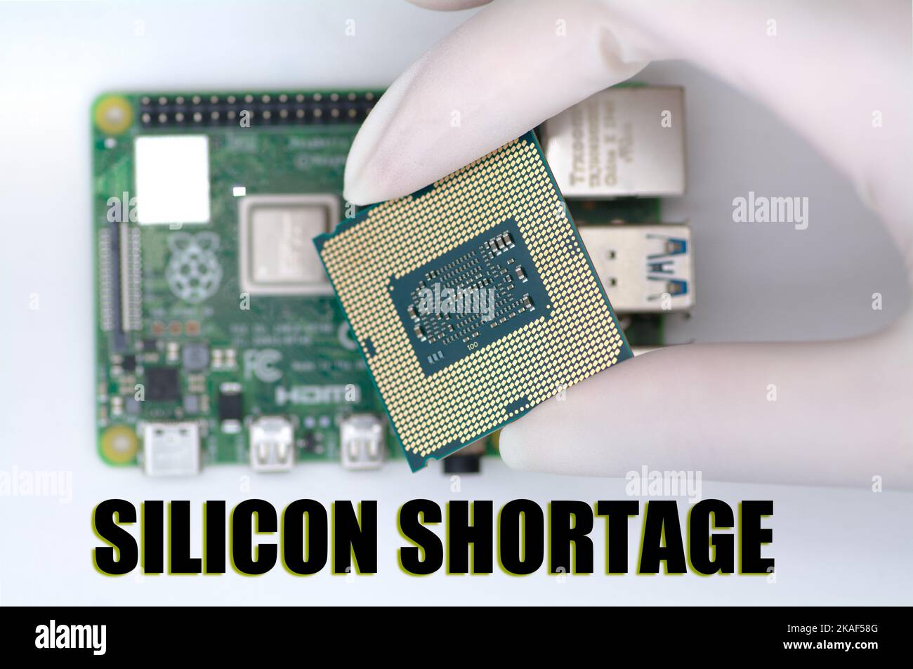 Micro chip silicon  circuit board technology Stock Photo