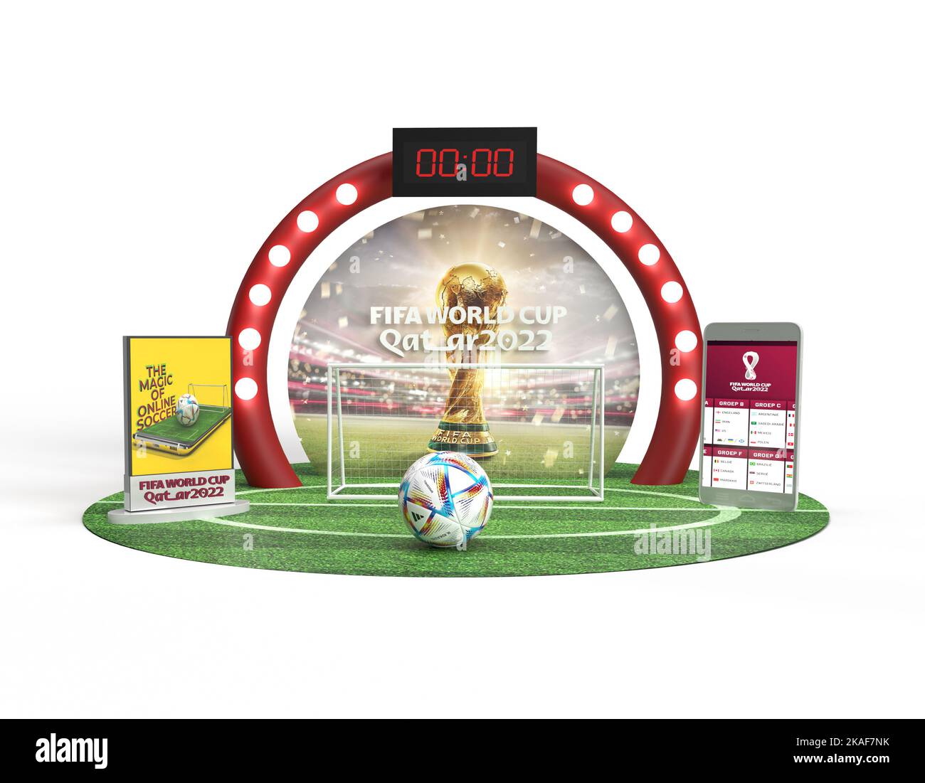 Doha, Qatar. 28th November 2022; Stadium 974, Doha, Qatar; FIFA World Cup  Football, Brazil versus Switzerland; Large Trophy replica for Copa do Mundo  FIFA Qatar 2022 on display pre-game Credit: Action Plus Sports Images/Alamy  Live News Stock