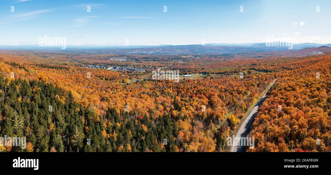 Panorama over New York state near Dannemora looking south to Adirondack mountains Stock Photo