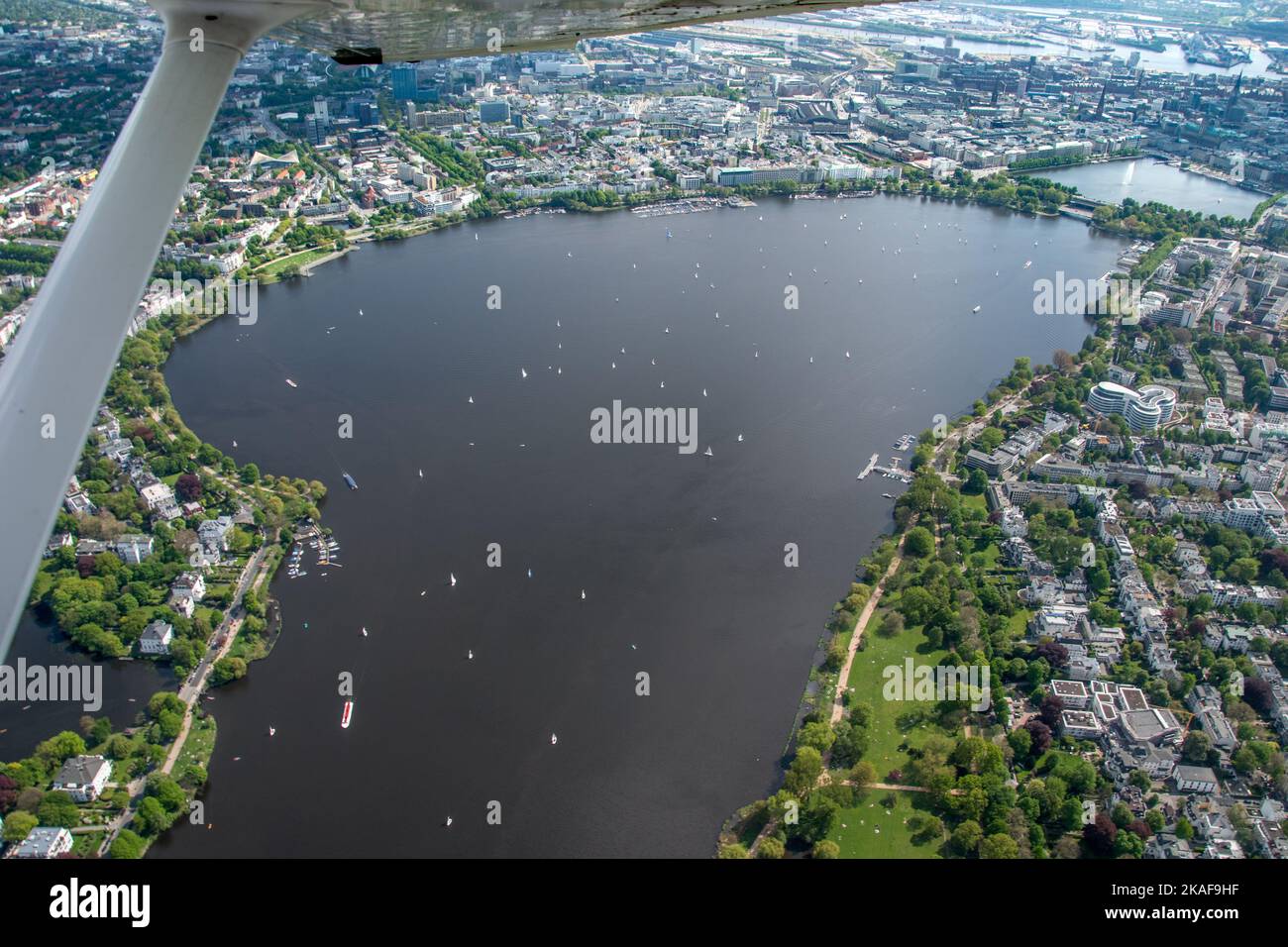 Hamburg von oben Panoramaflight over Hamburg Germany Stock Photo Alamy