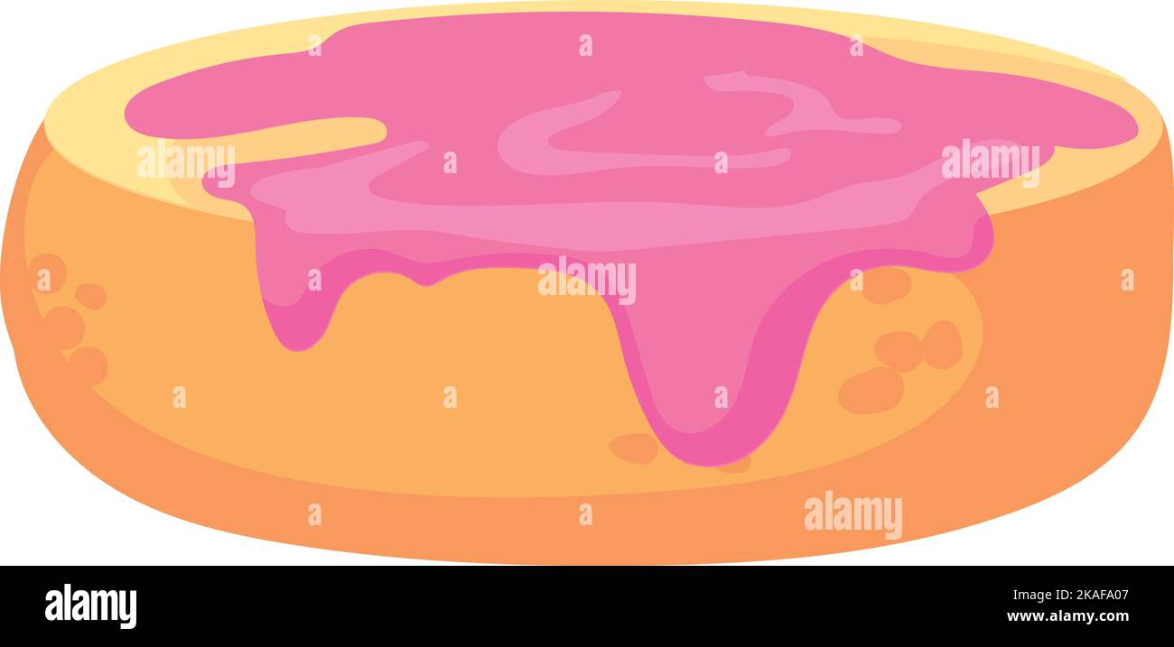 Sponge cake layer with pink icing. Bakery process icon isolated on white background Stock Vector
