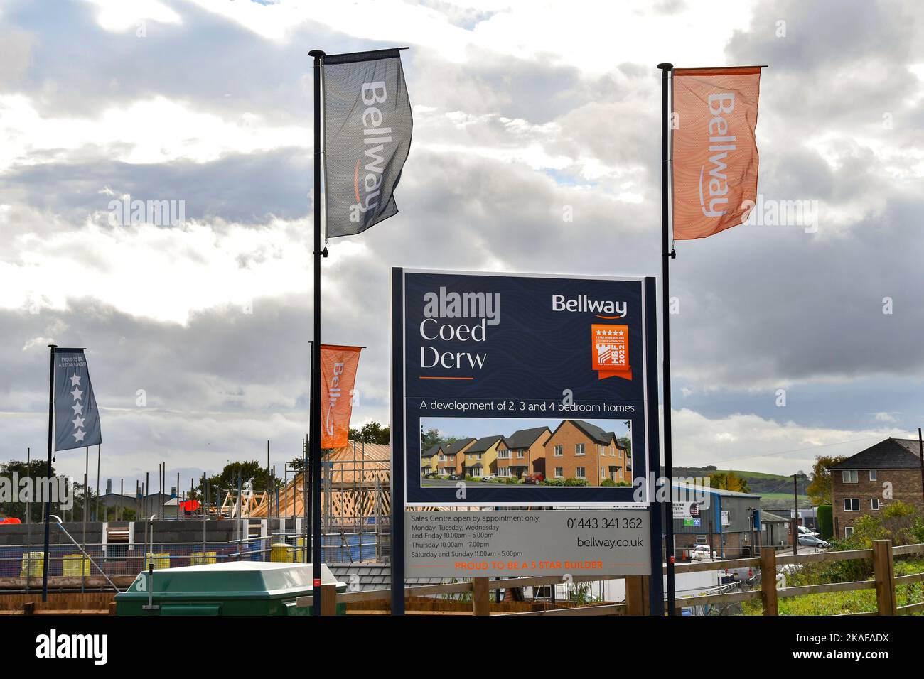 Pontypridd, Wales October 2022 Sign outside the entrance to a new housing development being