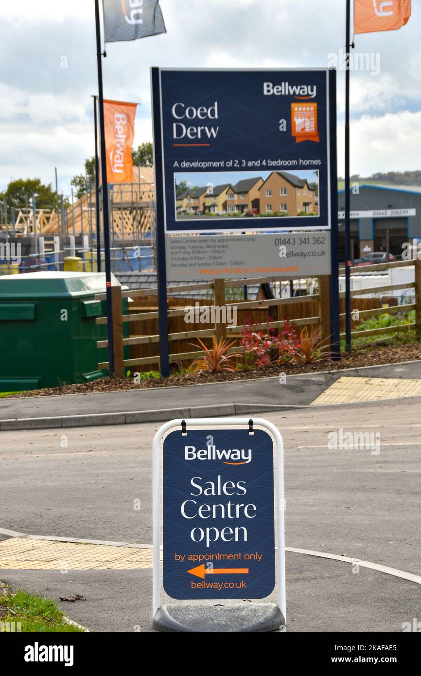 Pontypridd, Wales October 2022 Sign outside the entrance to a new