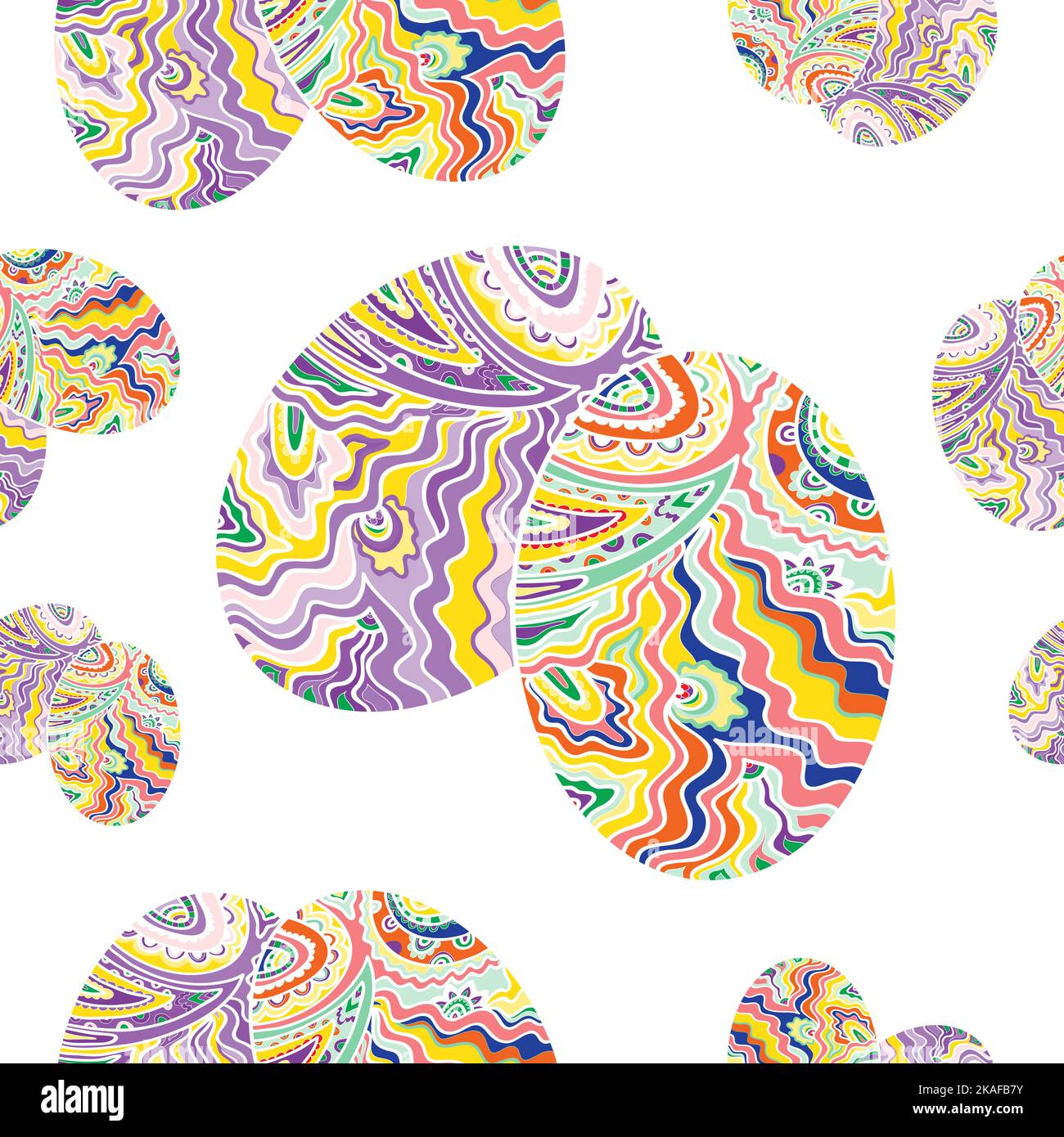 Vector Seamless Doodle Easter Pattern With Easter Eggs For Easter