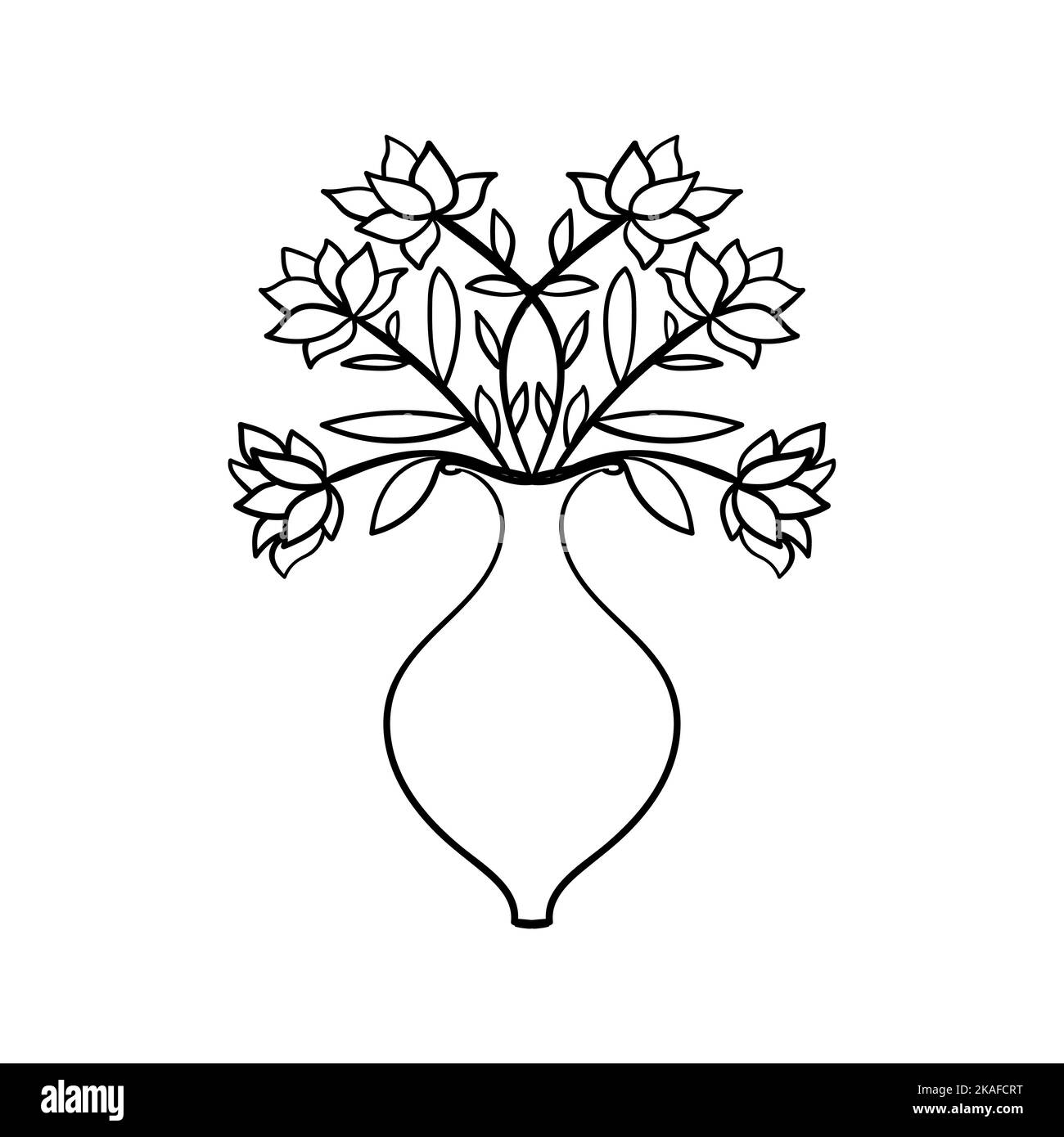 Floral bouquet on white background. Vector illustration. Coloring book element. Stock Vector