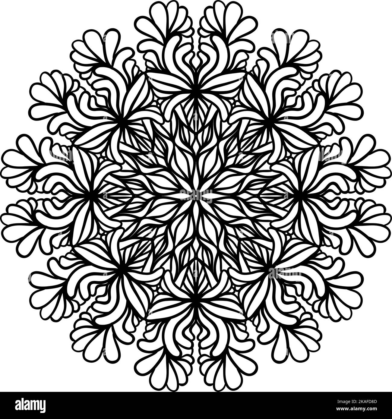 Decorative abstract black and white snowflake mandala pattern Stock ...