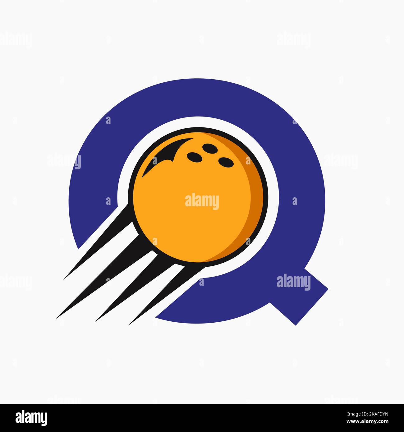 Initial Letter Q Bowling Logo Concept With Moving Bowling Ball Icon