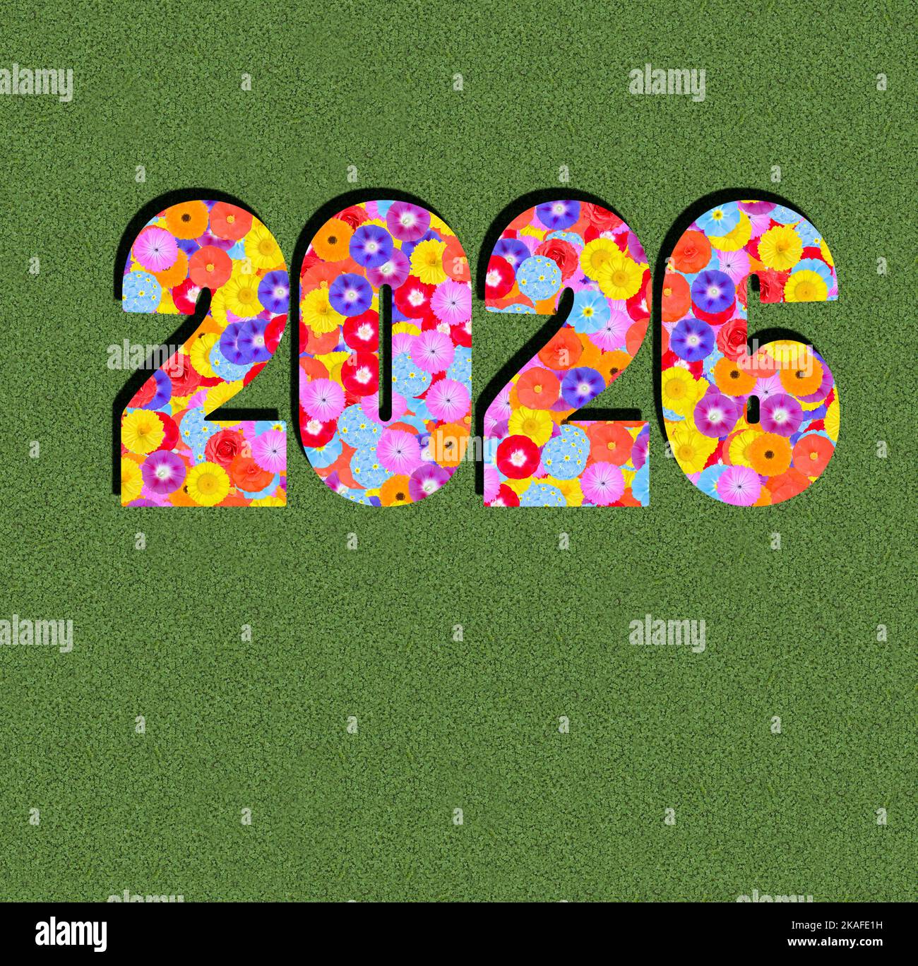 Calendar year 2026 written with flowers hires stock photography and