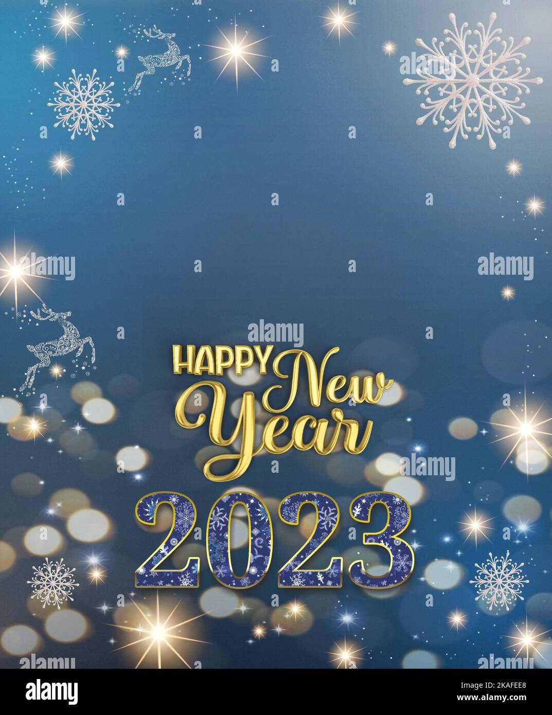 Merry Christmas and happy new year 2023 greeting card with fireworks ...