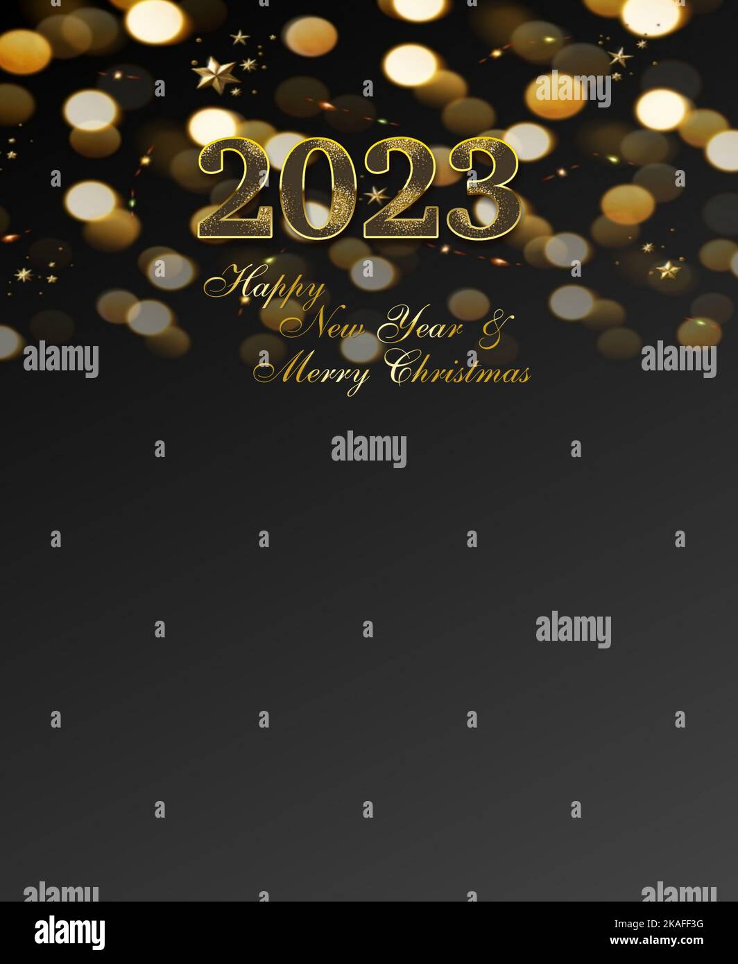 Merry Christmas and happy new year 2023 greeting card with fireworks ...