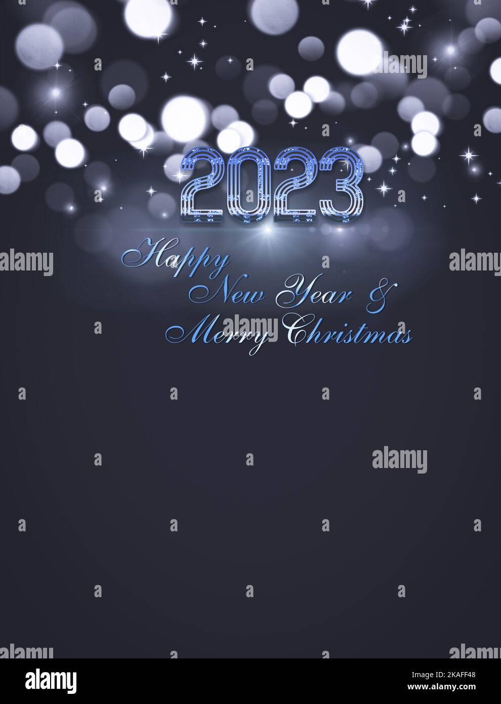 Merry Christmas and happy new year 2023 greeting card with fireworks ...