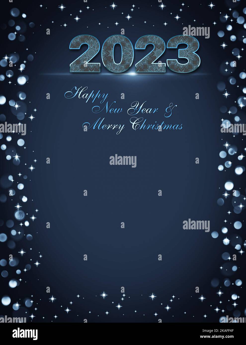 Merry Christmas and happy new year 2023 greeting card with fireworks ...