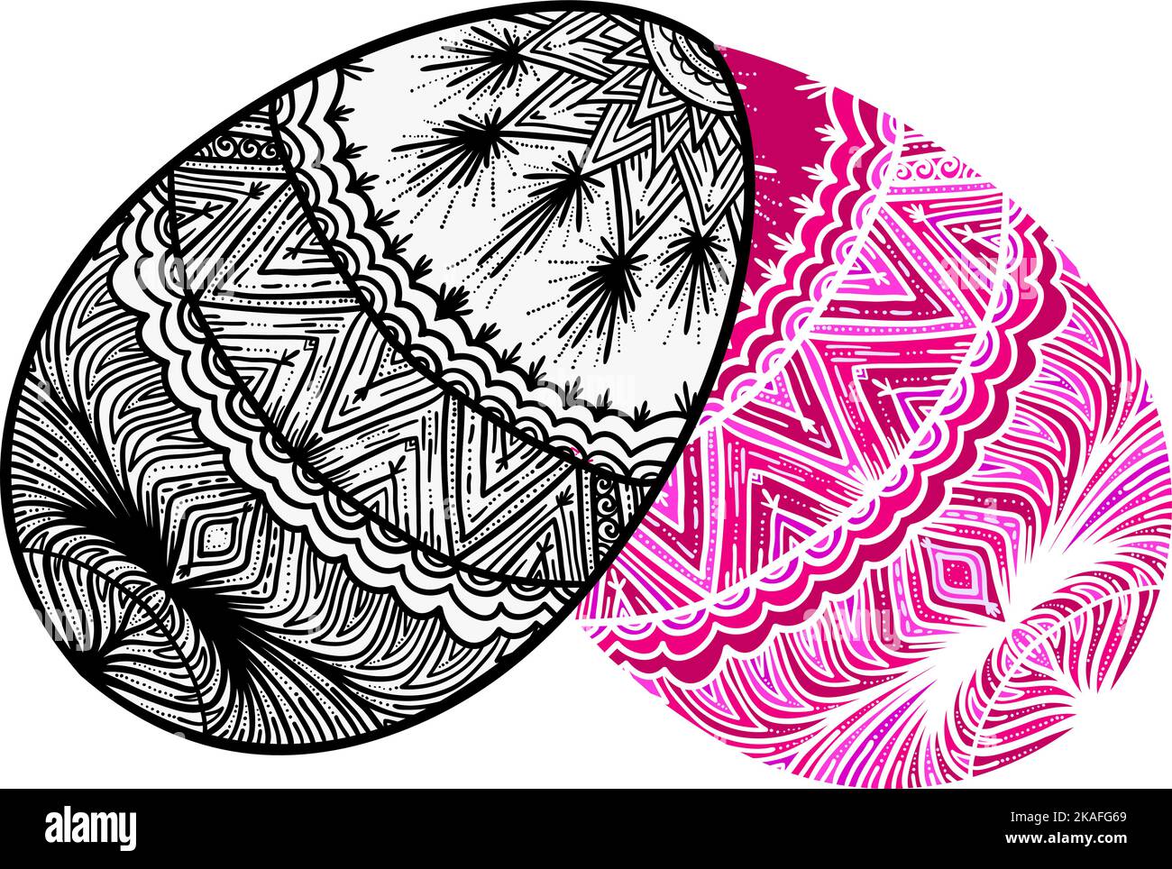 Two ornamental eggs. Easter design elements. Stock Vector