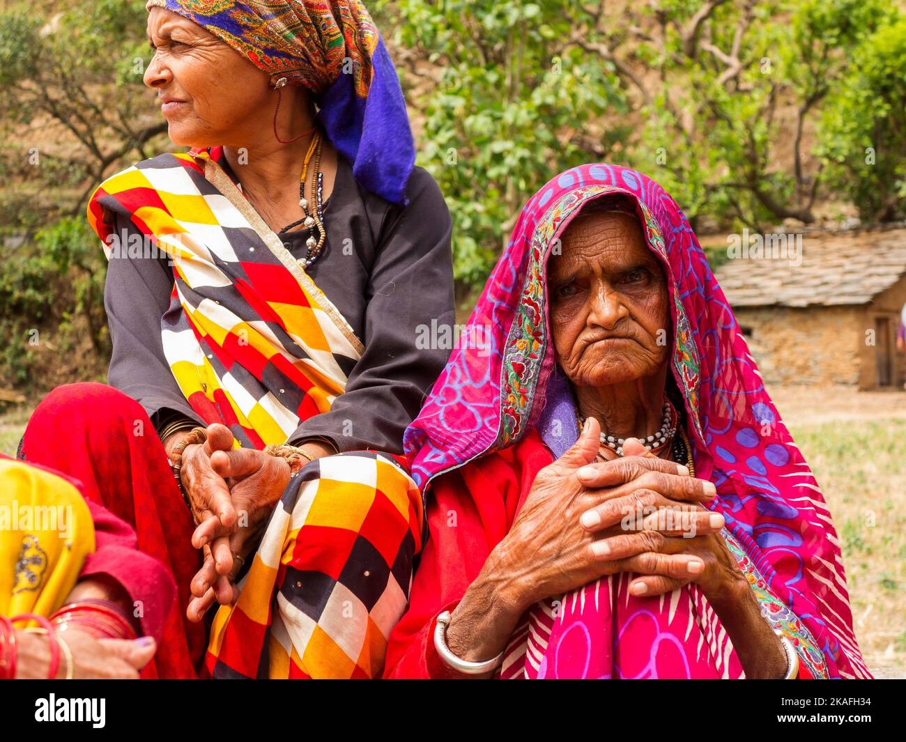 Rural people living a traditional life on Dalkania, Kumaon Hills, Uttarakhand, India Stock Photo