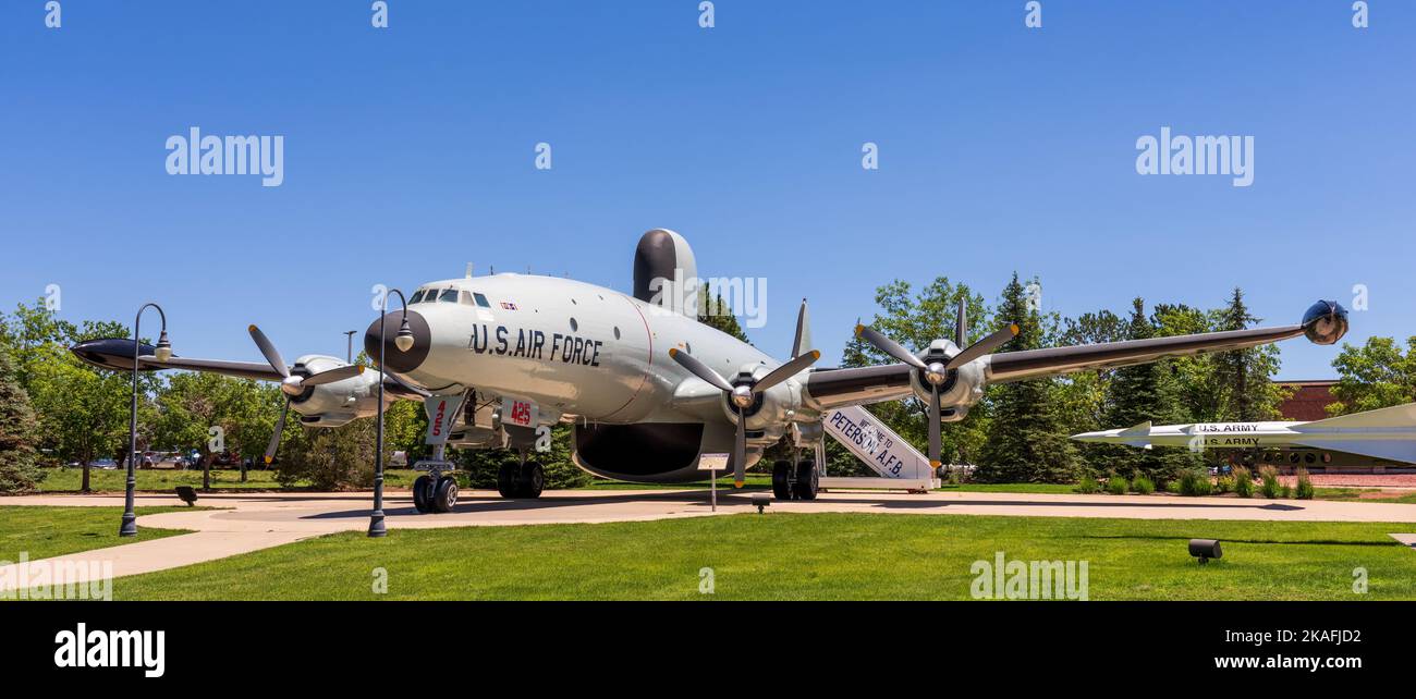 Colorado Springs, CO - July 8, 2022: Lockheed EC-121T Warning Star at The Peterson Air and Space Museum. The museum offers free admission by appointme Stock Photo