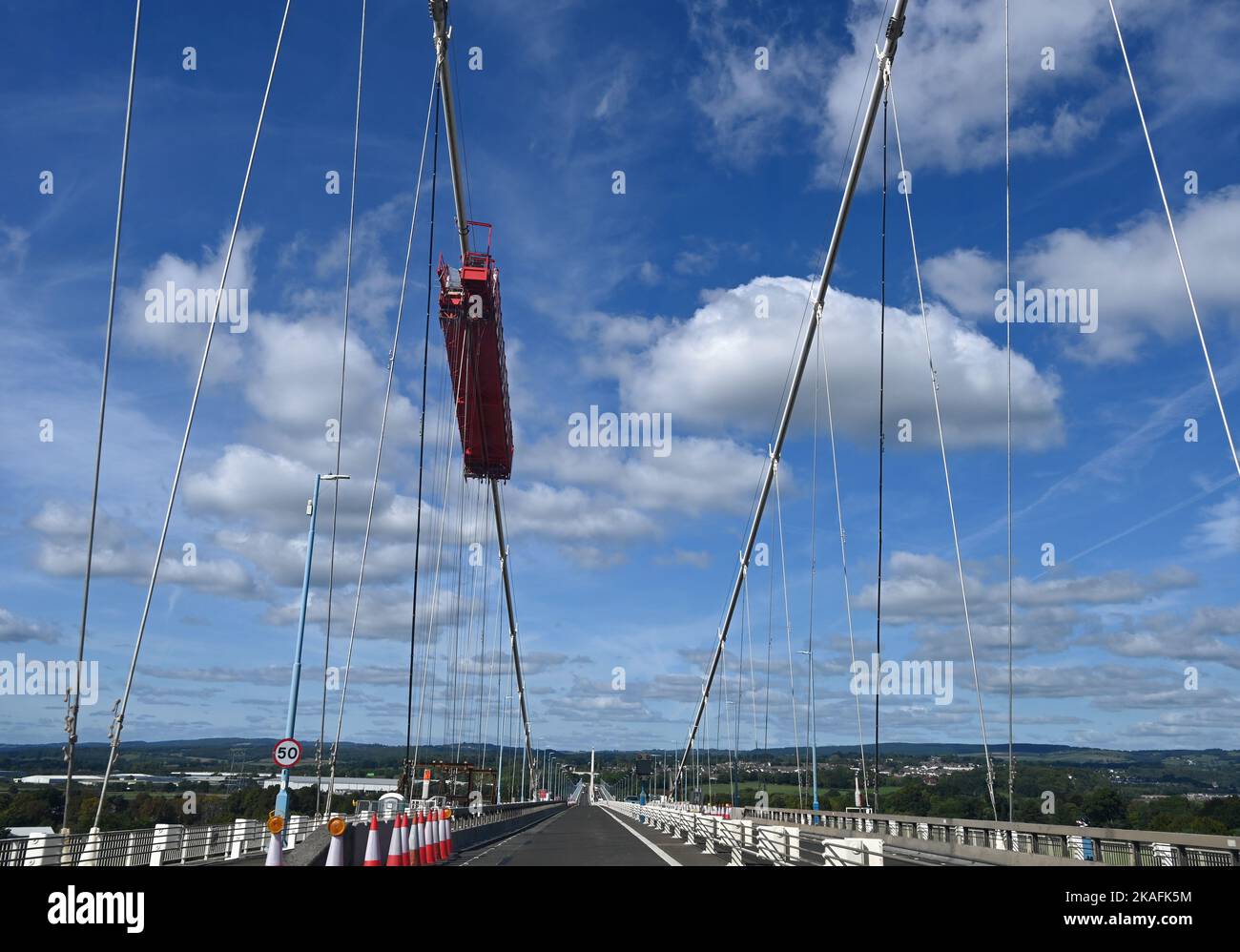 suspension bridge over the river in England Stock Photo