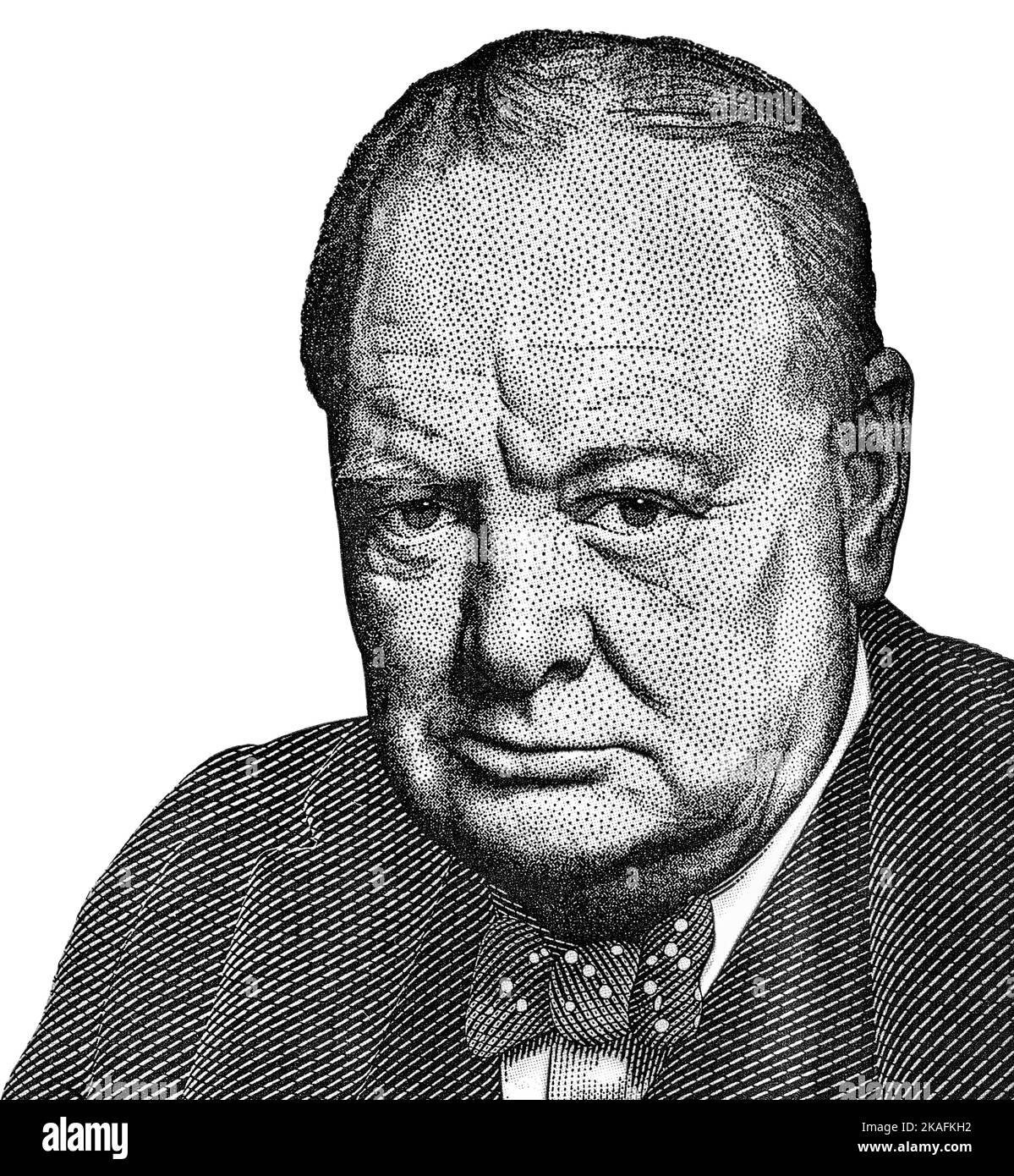Sir Winston Churchill (1874 - 1965) portrait from British five pounds sterling banknote Stock Photo