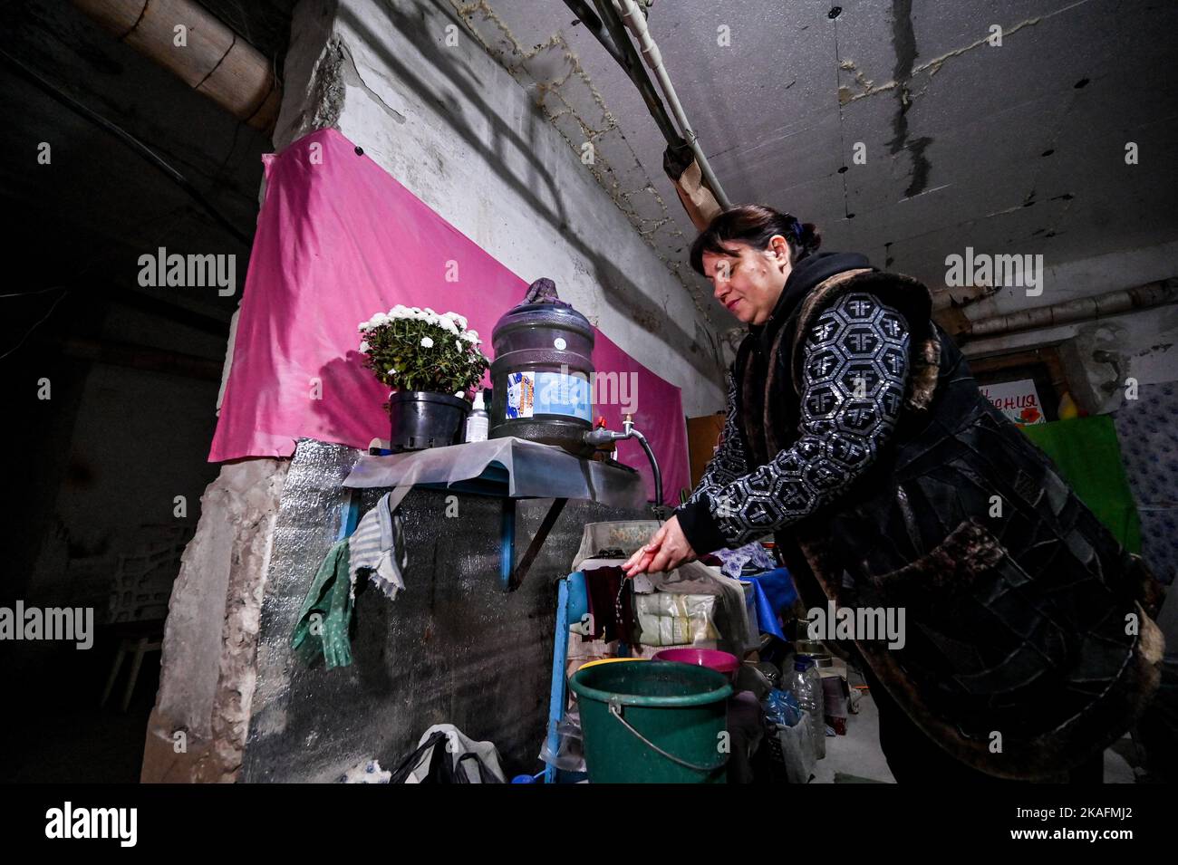 STEPNOHIRSK, UKRAINE - NOVEMBER 2, 2022 - A local resident gears the basement for the winter in Stepnohirsk situated close to the front line, Zaporizh Stock Photo