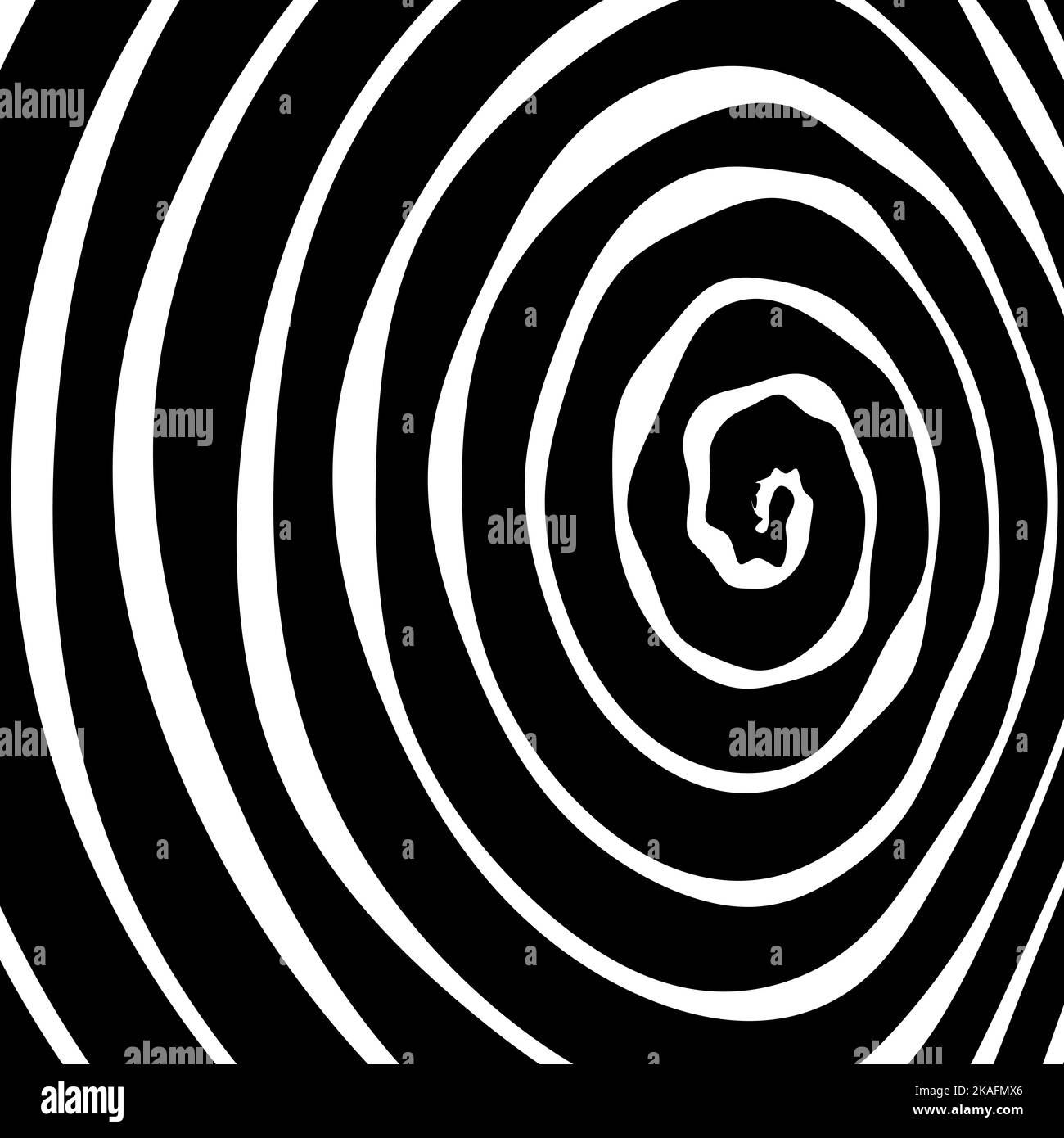 Abstract background in circle of black and white concentric stripes ...