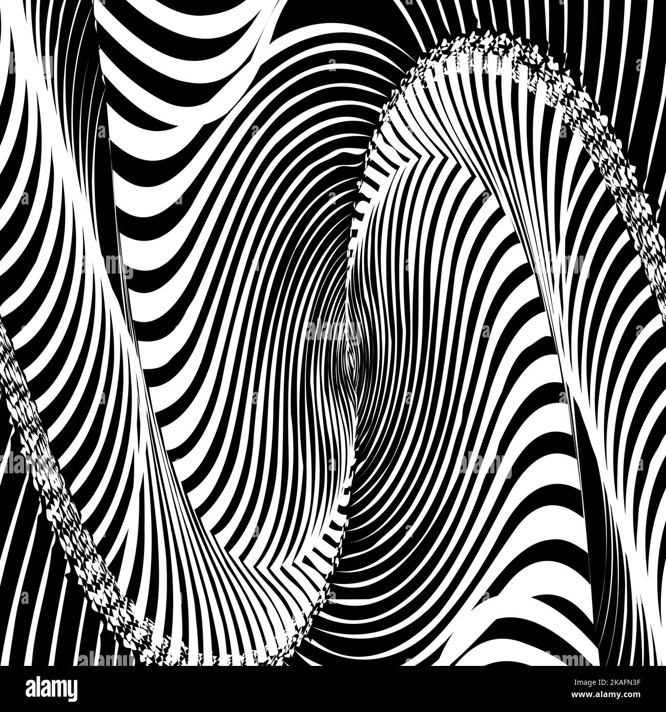 Abstract twisted black and white wavy background. Optical illusion of ...