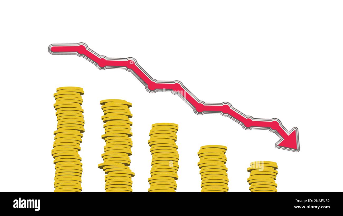 Inflation, Stock Crash, Bitcoin Crash, Euro Crash, Dollar Crash. Vector
