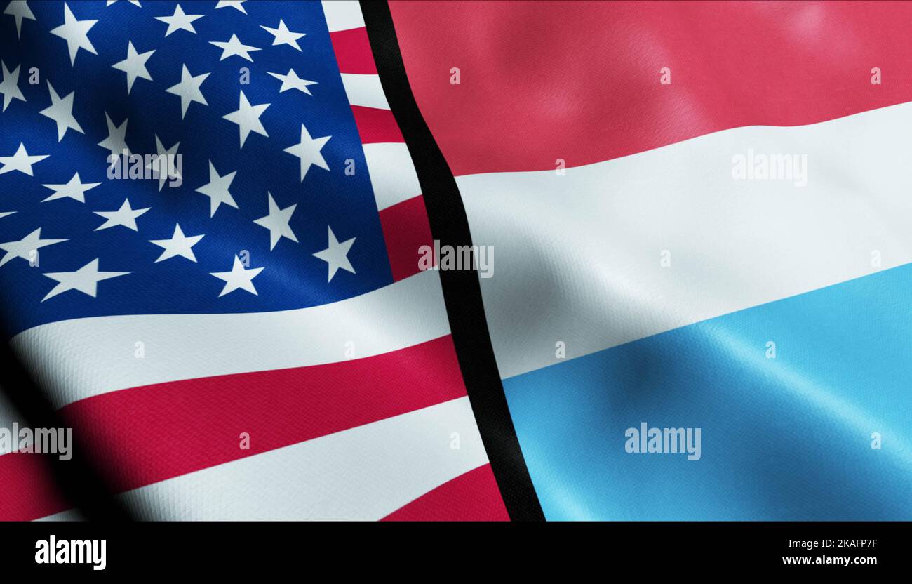 3D Waving Luxembourg and USA Merged Flag Closeup View Stock Photo Alamy