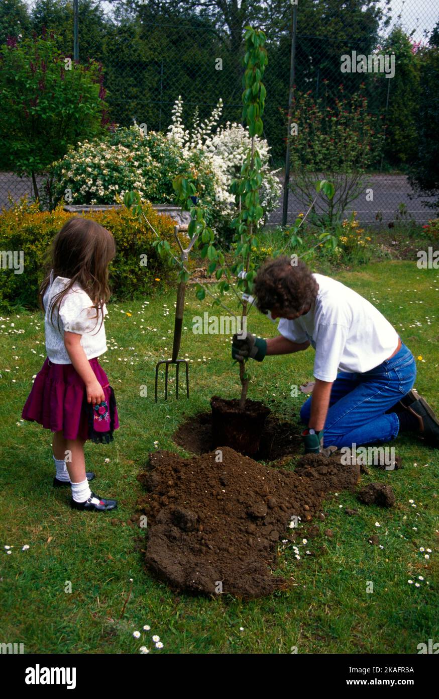 British child planting tree hi-res stock photography and images - Alamy
